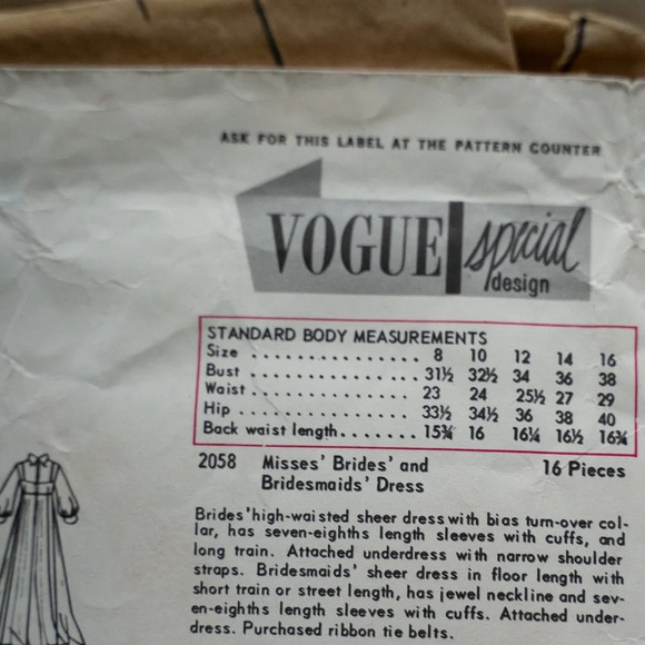 1960s handmade vogue pattern and wedding dress - Picture 7 of 15